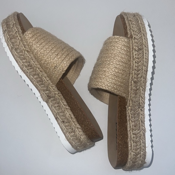 Womens Open Toe Platform Wedge Heel Raffia Espadrille Flat Sandals - Picture 6 of 9